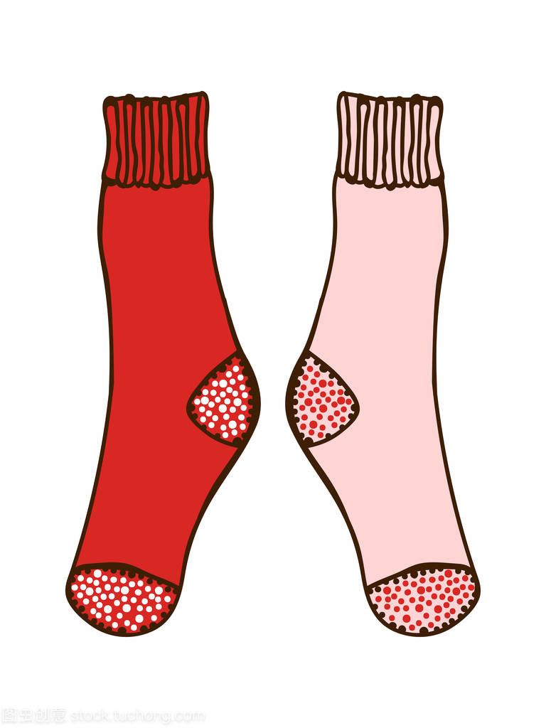 嘟嘟雙彩色襪子。插圖設(shè)計(jì)