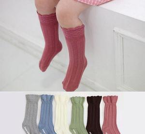 【2016雙針中筒襪】韓國全棉松口花邊高筒兒童襪嬰兒寶寶長統(tǒng)